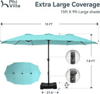 PHI VILLA 15ft Large Patio Umbrellas - Image 6