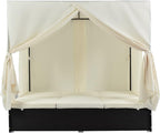 Patio Chaise Lounge, PE Rattan Outdoor Patio Wicker Sunbed Daybed - Image 8