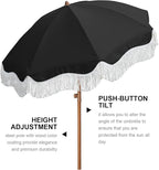 AMMSUN Boho Fringe Umbrella Outdoor Patio, 6.5ft UPF50+ Picnic Umbrella - Image 2