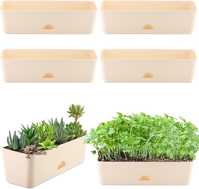 6 Pack Rectangle Planter 16x4.4 Inch Window Boxes Planters Rectangular Large by KvyusFlourish
