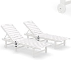 SERWALL Outdoor Chaise Lounge Set of 2, All-Weather HDPE Pool Lounge Chairs - Image 10