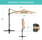 Best Choice Products 10ft Solar LED Cantilever Patio Umbrella, 360-Degree - Image 7