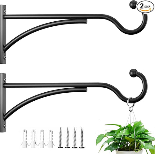 11 Inch 2 Pack Heavy Duty Plant Hangers Outdoor, Metal Plant Brackets by saffruff