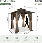 Aoxun 8'x8' Hardtop Gazebo, Aluminum Frame Permanent Pavilion - Image 4