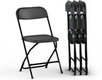 4 PACK White Foldable Plastic Chair | Folding & Stackable | 350 lbs Capacity by OurModernSpace