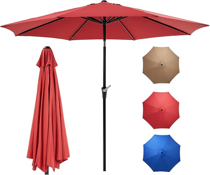 OLIXIS 9ft Patio Umbrella with Tilt and Crank Button & 8 Sturdy Ribs Waterproof by OLIXIS