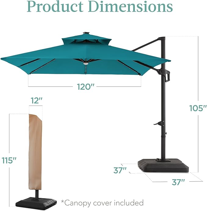 Best Choice Products 10x10ft Cantilever Patio Umbrella w/Base Included - Image 7