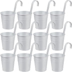 OBTANIM 12 Pack Metal Hanging Flower Pots Railing Planter Outdoor Fence Hanging by OBTANIM
