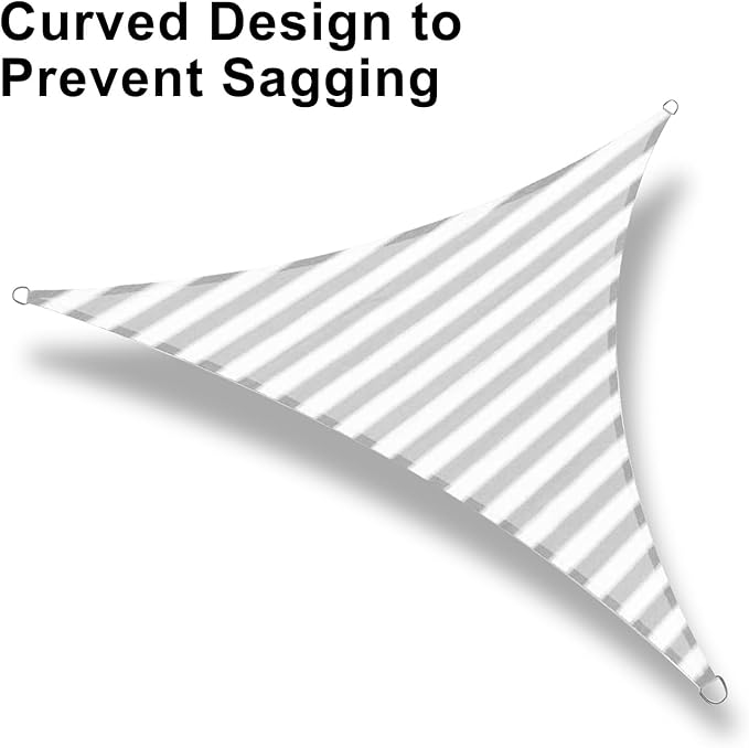 LOVE STORY 10' x 10' x 10' Triangle Grey-White Sun Shade Sail Canopy UV Block - Image 6