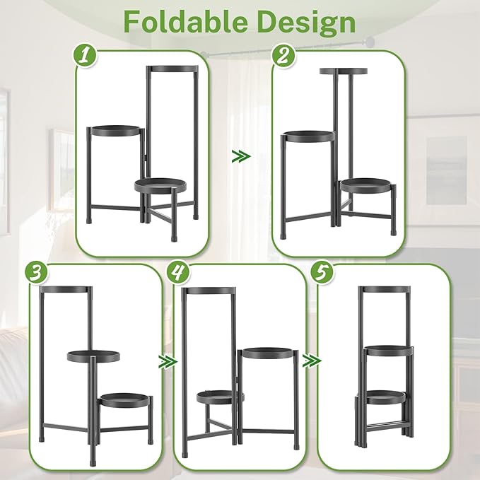iDavosic.ly Plant Stand Indoor Outdoor, 3 Tier Corner Metal Flower Display - Image 5