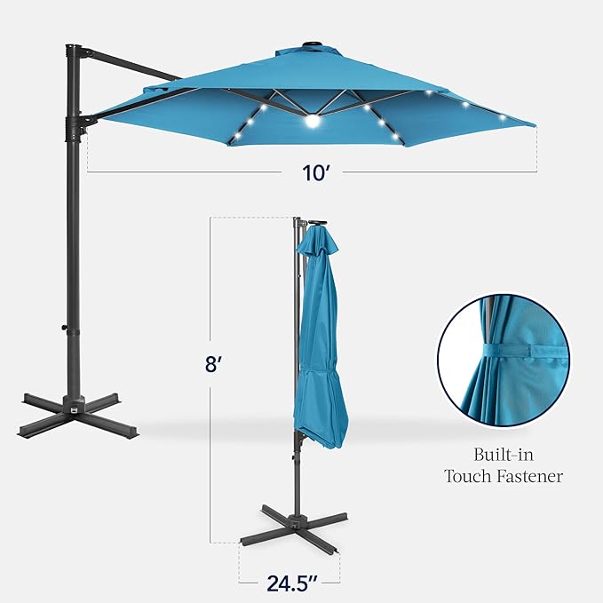Best Choice Products 10ft Solar LED Offset Cantilever Hanging Market Patio - Image 2