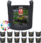 JERIA 12-Pack 10 Gallon Grow Bags, 300G Thickened Nonwoven Garden Pots by JERIA