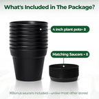 T4U 4 Inch Plant Pots 8-Pack, Small Flower Pots - Image 6