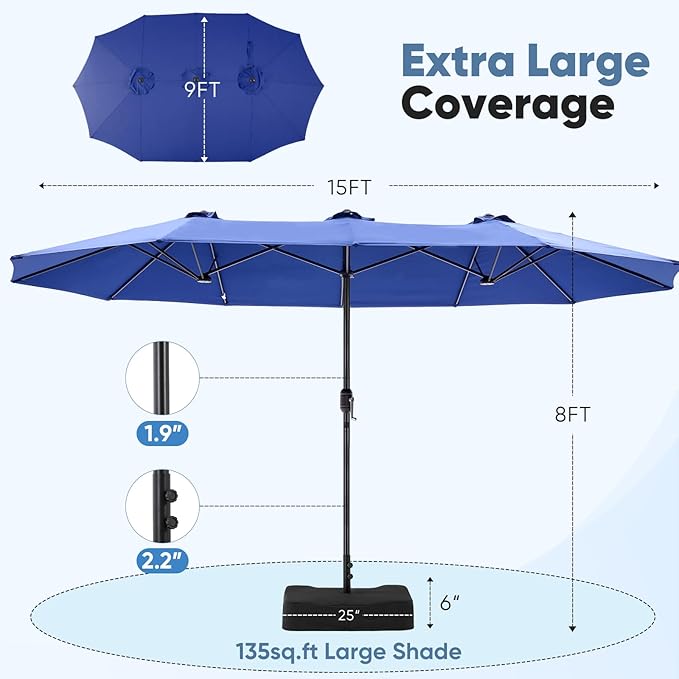 DUMOS 15FT Large Patio Umbrella - Image 3