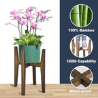 OERGKE 2 PACK Adjustable Plant Stand Indoor, Bamboo Mid Century Modern Plants - Image 2