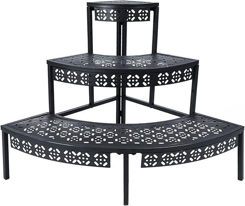 3 Tier Plant Stand Semi-Circular Flower Pot Organizer Rack Quarter Round Plant by Garden4you
