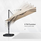 PURPLE LEAF 10 Feet Patio Umbrella Outdoor Cantilever Solar Powered LED Square - Image 5