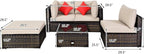 Tangkula 5 Pieces Patio Rattan Furniture Set, Outdoor Sectional Rattan Sofa Set - Image 4
