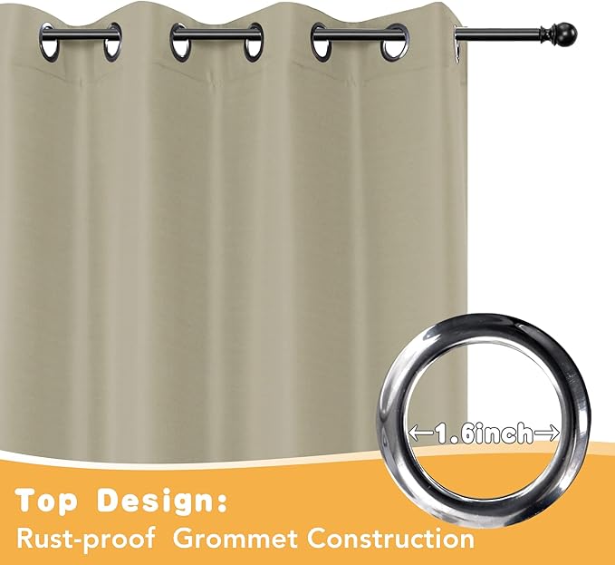 HolidayIdeas Outdoor Curtains for Patio Waterproof, 2 Panels - Image 4