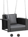VINGLI 2.2 FT 1-Person Use Rattan Porch Swing Outdoor Support 440 LBS by VINGLI