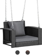 VINGLI 2.2 FT 1-Person Use Rattan Porch Swing Outdoor Support 440 LBS by VINGLI