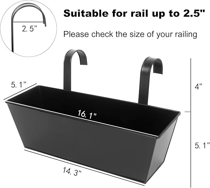 Railing Planters Outdoor Balcony 16 Inch Deck Over The Railing Planter Boxes - Image 2