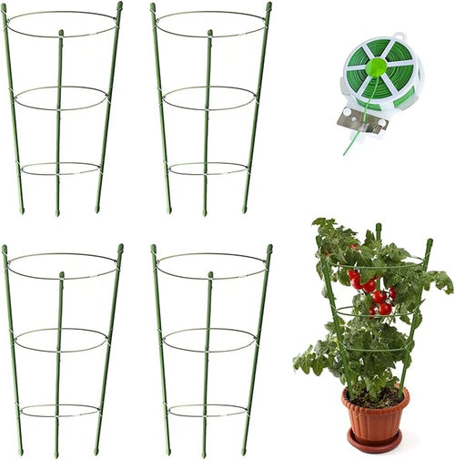 4 Pack Tomato Cage for Garden Plant Support, 24 inches Small Tomato Cages by HOYEJYOU