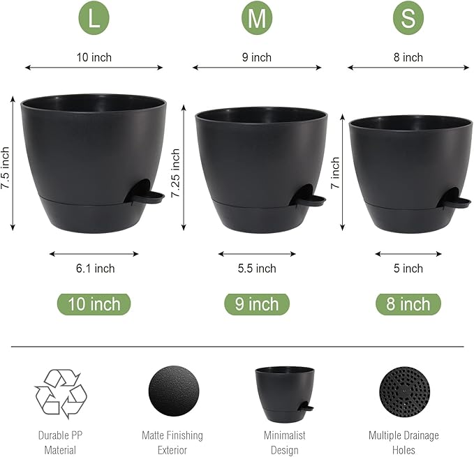 10/9/8 inch Self Watering Pots - Image 3