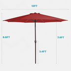 MEWAY 12ft Patio Umbrella Outdoor Table Umbrellas - Image 7