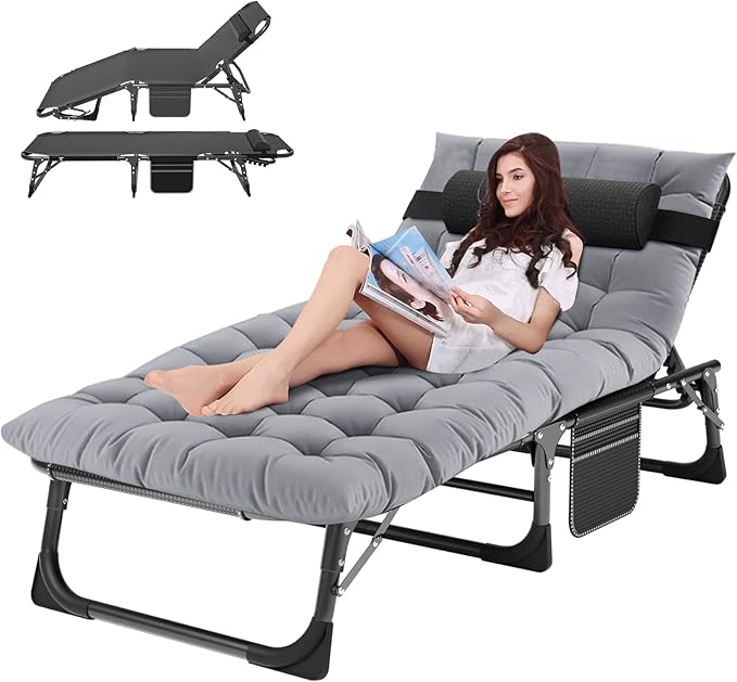 ABORON Chaise Lounge Chair, 5 Positions Padded Outdoor Tanning Chair, Heavy by ABORON