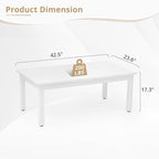 LUE BONA Outdoor Coffee Table, HDPS White Patio Coffee Tables - Image 3