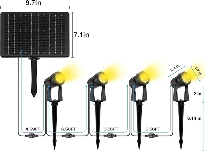 ZYAN Solar Landscape Spotlights, Separate Monocrystalline Panels & USB-C - Image 7