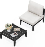 SERWALL HDPE Patio Furniture Set, 2 Pieces Outdoor Sectional Sofa Set, by SERWALL