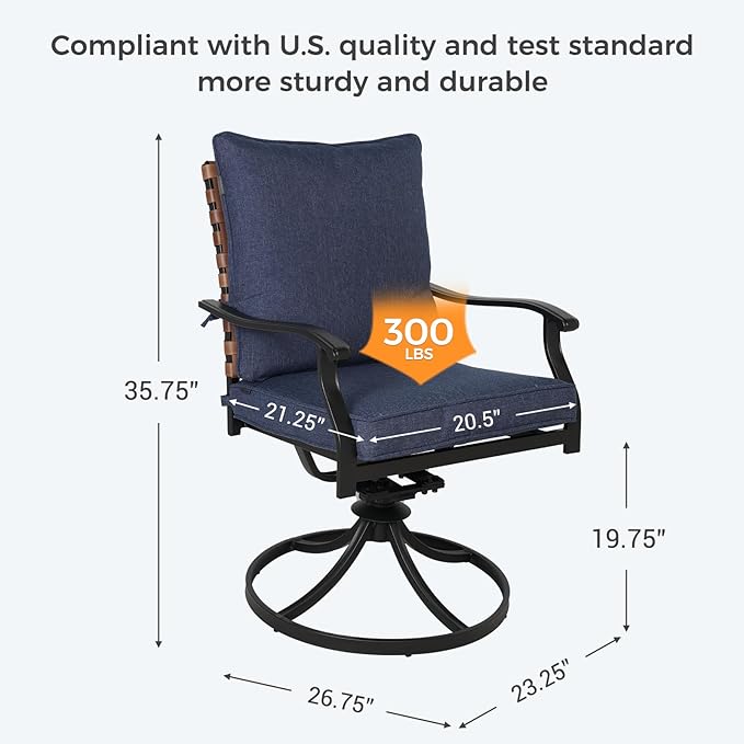 Grand patio 2-Piece Outdoor Dining Chair Set, 2 Leather-Look Wicker 360-Degree - Image 5
