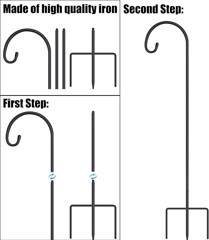 FEED GARDEN Adjustable 32 Inch Shepherd Hooks Thick Rust Resistant Steel - Image 8