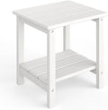 GarveeLife Outdoor Side Table 2-Tier, 18 in HDPE All Weather Resistant Patio by GarveeLife