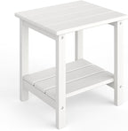 GarveeLife Outdoor Side Table 2-Tier, 18 in HDPE All Weather Resistant Patio by GarveeLife