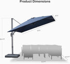 PURPLE LEAF Patio Umbrella 9' X 9' Rectangle Cantilever Umbrella Large Aluminum - Image 9