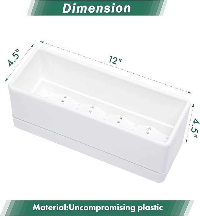 D'vine Dev 12 Inch Window Box Planter, Rectangle Plastic Herb Planter - Image 3
