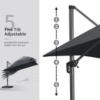 PURPLE LEAF 9' X 11.5' Square Cantilever Umbrella Patio Umbrella - Image 4