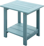 Double Adirondack Side Table Weather Resistant, Outdoor Rectangular End Table by Meluvici