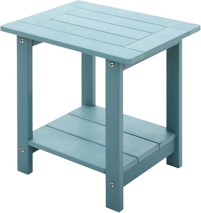 Double Adirondack Side Table Weather Resistant, Outdoor Rectangular End Table by Meluvici