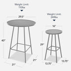 Best Choice Products 3-Piece Patio Dining Set, Bar Height, Outdoor Bistro Set - Image 2