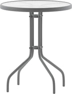 Flash Furniture Bellamy 23.75'' Round Tempered Glass Metal Table by FlashFurniture