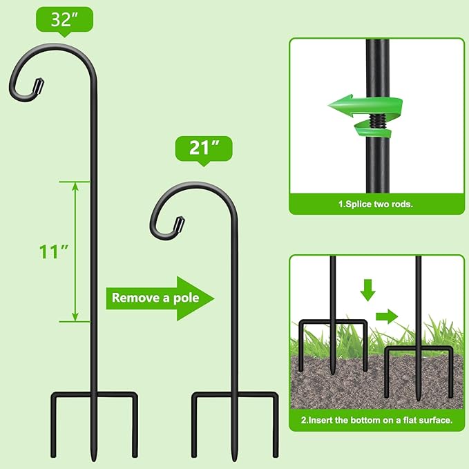 FEED GARDEN Adjustable 32 Inch Small Shepherds Hooks - Image 4
