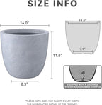 Kante 14 Inch Dia Round Concrete Planter, Indoor Outdoor Large Plant Pot - Image 2