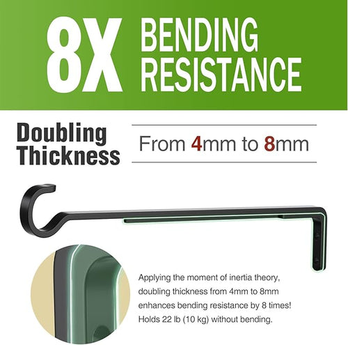 15 Inch 2 Black Pack Heavy Duty Outdoor Plant Hangers, Iron Hanging Plant - Image 2