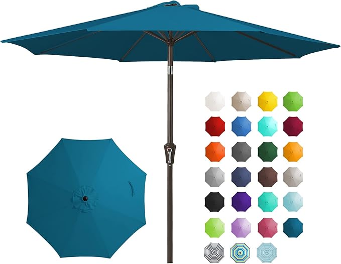 JEAREY 9FT Outdoor Patio Umbrella Outdoor Table Umbrella by JEAREYOutdoorsCollection