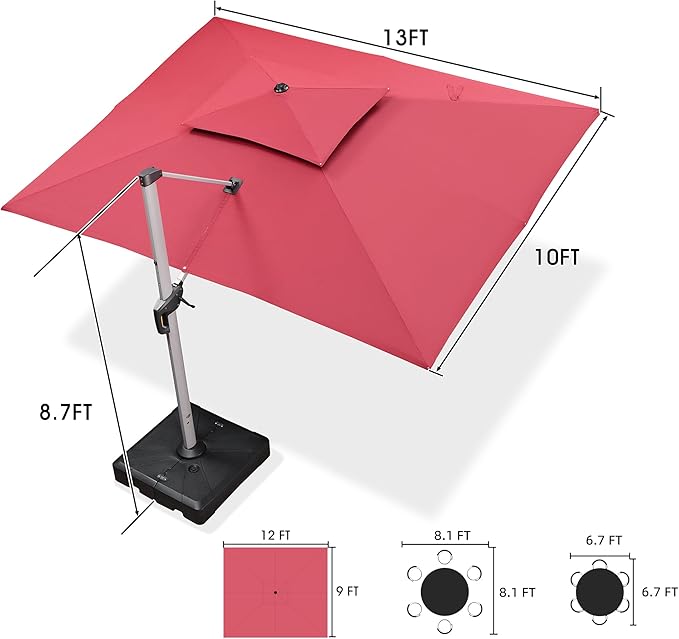 PURPLE LEAF 10' X 13' Patio Umbrella Outdoor Rectangle Umbrella Large - Image 9