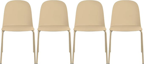 2xhome Set of 4 Modern Stackable Armless Dining Chairs | Plastic Shell Seat by 2xhome